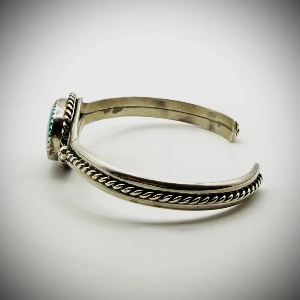 Vintage Sterling Turquoise Split-Shank Cuff, Size 6.25